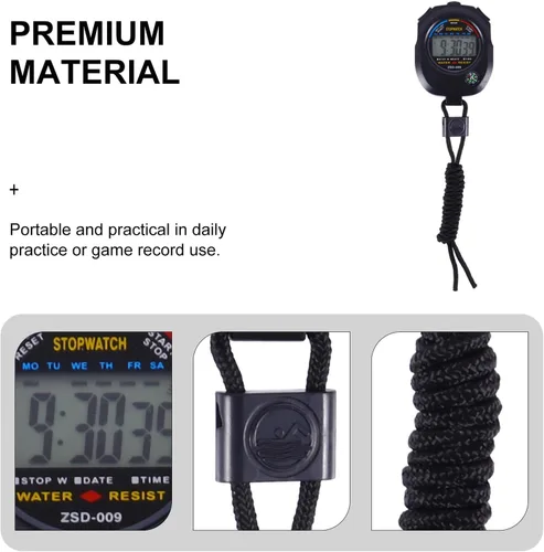 Vista 9 de ABOOFAN Cronómetro electrónico multifunción con pantalla LCD, temporizador de entrenamiento portátil ligero para carreras, correr, natación