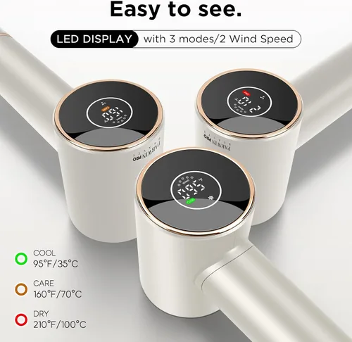 Vista 2 de PARWIN PRO BEAUTY Secador de pelo Air-Sonic con difusor, pantalla LED HD y secador iónico de alta velocidad de 110.000 RPM, rizadores de envoltura