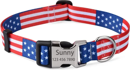 Vista 9 de Mihqy Collares de perro personalizados, collar de perro personalizado con nombre y número de teléfono, múltiples patrones y 4 tamaños de collar