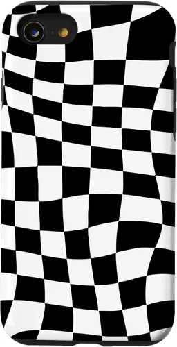 Vista 18 de Funda clásica a cuadros para iPhone 17, diseño ondulado de tablero de ajedrez en blanco y negro