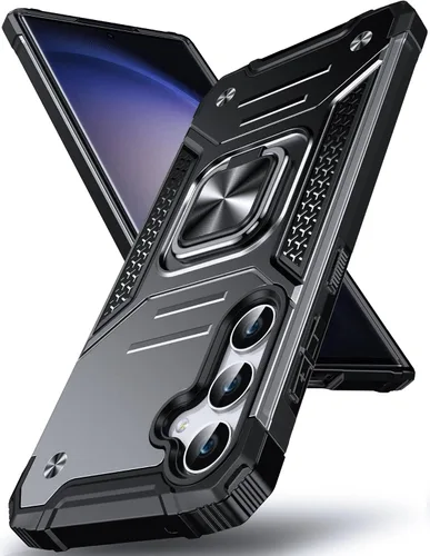 Vista 72 de DASFOND Diseñada para funda Galaxy S8 con soporte, anillo metálico giratorio mejorado de 360°, soporte kickstand de grado militar, resistente a