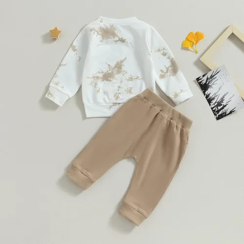 Vista 6 de Gueuusu Ropa de manga larga para bebé niño y niña, sudadera de manga larga para tías Little Bestie, pantalones deportivos, 2 piezas, traje de otoño
