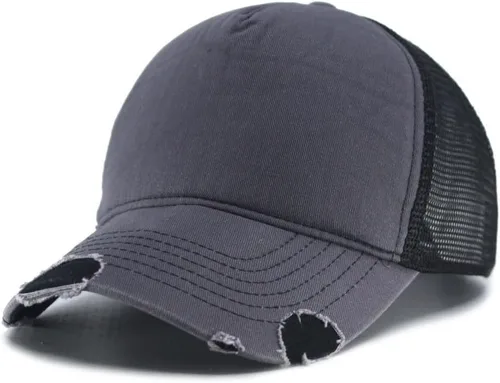 Vista 24 de The Vintage Year Gorra de béisbol ajustable de los deportes del camionero de la malla estructurada del algodón liso Negro