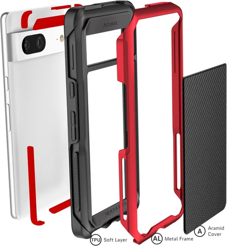 Vista 5 de Ghostek Atomic - Funda delgada transparente, parachoques de aluminio, protección resistente a prueba de golpes para Google Pixel 7 (6.3 pulgadas)
