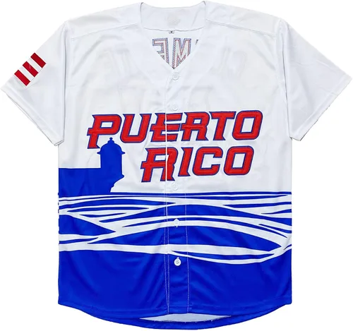 Vista 2 de Camiseta de béisbol clásica de Puerto Rico #21 Roberto Clemente #1 World Game Classic con costuras S-XXXL
