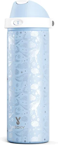 Vista 60 de Botella de agua de 24 onzas para el día de San Valentín: Botella de agua de acero inoxidable Meoky con popote y tapa de boquilla, a prueba de fugas