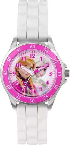 Vista 3 de Disney FZN3550 Frozen Anna and Elsa Reloj para niños con banda de goma blanca Blanco Movimiento de cuarzo