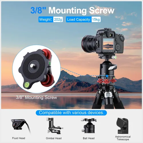 Vista 6 de Soporte nivelador de trípode con +/-5 grados de ajuste de precisión para Seestar s50/cabeza panorámica cabeza de bola cabeza de vídeo y trípode