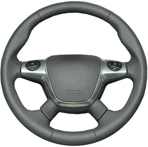 Vista 10 de Loncky - Funda negra para volante de piel auténtica para Ford Escape 2013, 2014, 2015, 2016, Ford Focus 2012, 2013, 2014, 2016, Ford C-Max 2013