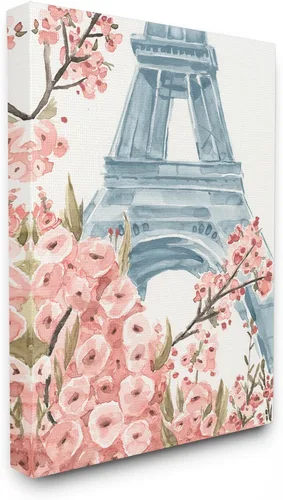 Vista 9 de París Torre Eiffel Acuarela Floral, 11 x 14 pulgadas enmarcado Giclée Print