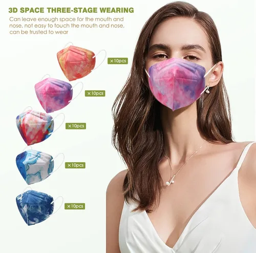 Vista 6 de Wecolor KN95 Face Masks 50 Pack 5-Ply Breathable Safety Respirator Cup Dust Disposable KN95 Mask
