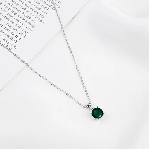 Vista 30 de 8mm Round Cubic Zirconia Sterling Silver Necklace Dainty Necklace Birthstone Jewelry Pendant Necklaces for Women
