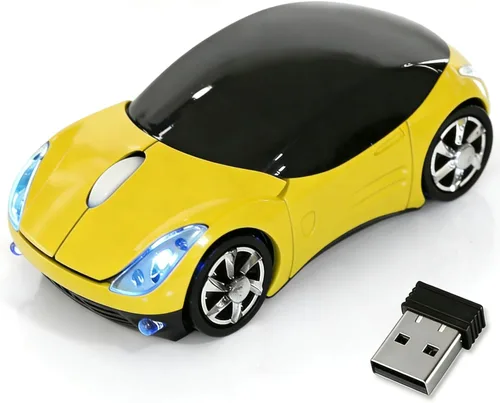 Vista 7 de Ratón inalámbrico negro, mini mouse para computadora de automóvil, 1600DPI 2.4G con receptor USB, mouse ergonómico para computadora portátil, PC