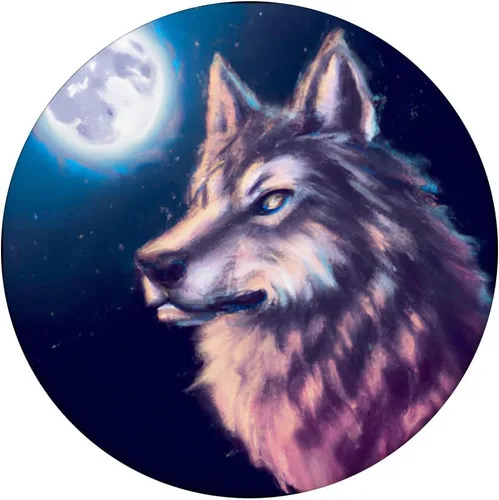 Vista 3 de Synthwave Wolf Animal Moon Light PopSockets Swappable PopGrip