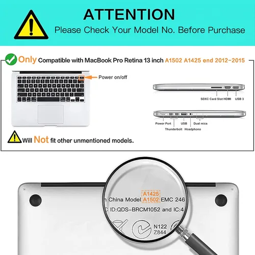 Vista 2 de Funda rígida de plástico Mosiso, con tapa para teclado, protección para pantalla. Solo para MacBook Pro 13 pulgadas con visualización de retina sin