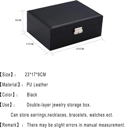 Vista 2 de ZUZ001D - Organizador de joyas, caja de exhibición grande de dos capas, con 74 agujeros para pernos y cierre de piel sintética suave, regalo