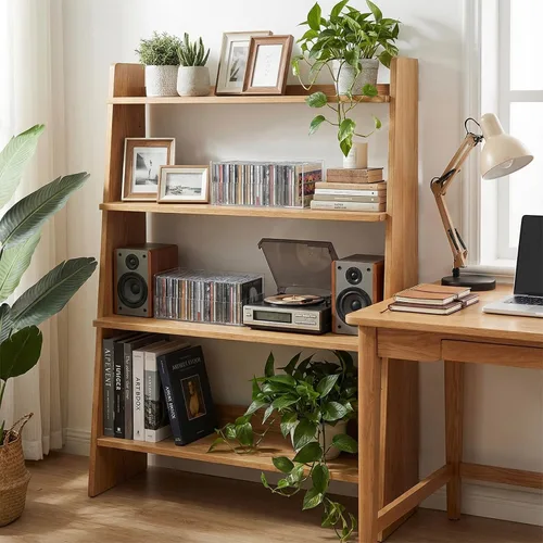 Vista 6 de MyGift Soporte rack moderno premium de CD apilable de acrílico transparente con asas de transporte recortadas, caja de exhibición para estuches