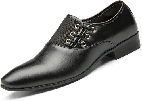 Vista 4 de Zapatos de cuero de estilo clásico para hombre sin cordones suela de goma baja tacón de bloque zapatos de diseñador para hombre