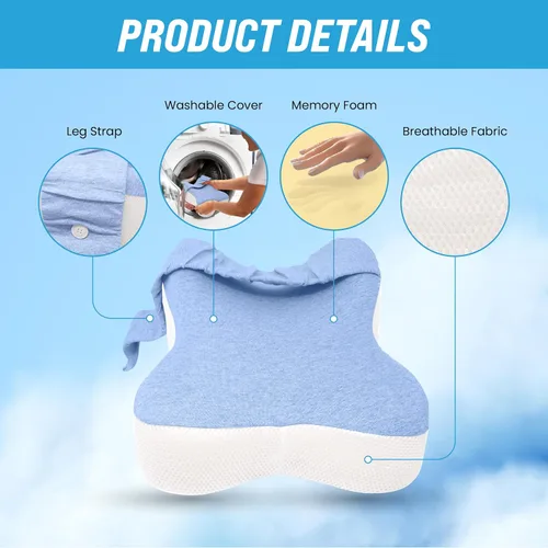 Vista 6 de Lumia Wellness Almohada ortopédica larga para dormir de lado, soporte contorneado muslos y rodillas para ciática, cadera trasera, alivio calmante