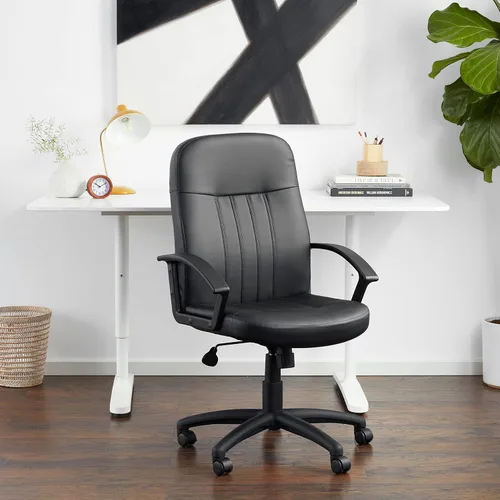 Vista 12 de Boss Office Products B8106 Silla ejecutiva de cuero en negro, respaldo medio