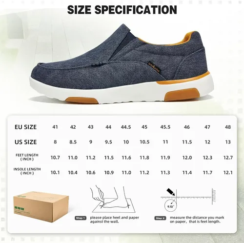 Vista 8 de OrthoComfoot Zapatos ortopédicos cómodos sin cordones para hombre con soporte de arco, mocasines ortopédicos para fascitis plantar, zapatos de lona