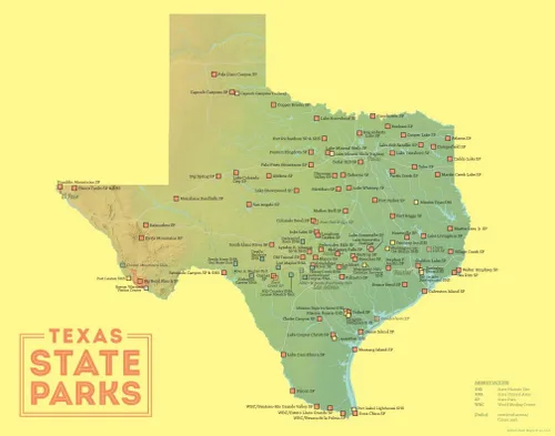 Vista 4 de Best Maps Ever - Mapa de los parques del estado de Texas 28 x 35 cm.