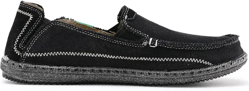 Vista 3 de VILOCY Mocasines de lona para hombre, estilo vintage, planos, para barcos
