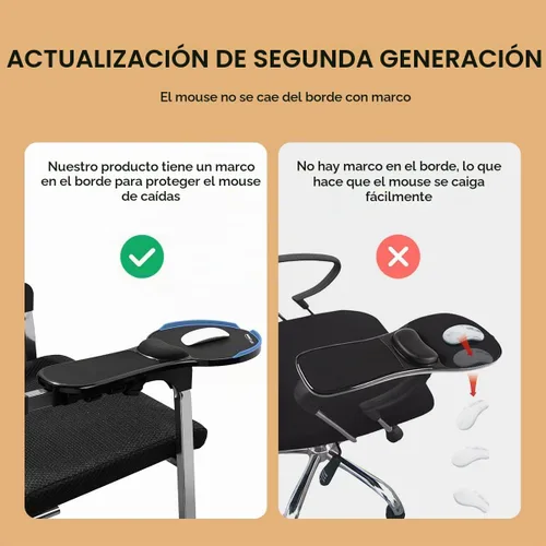 Vista 2 de Almohadillas negras para silla de oficina, reposabrazos, mouse con deflector para evitar caídas