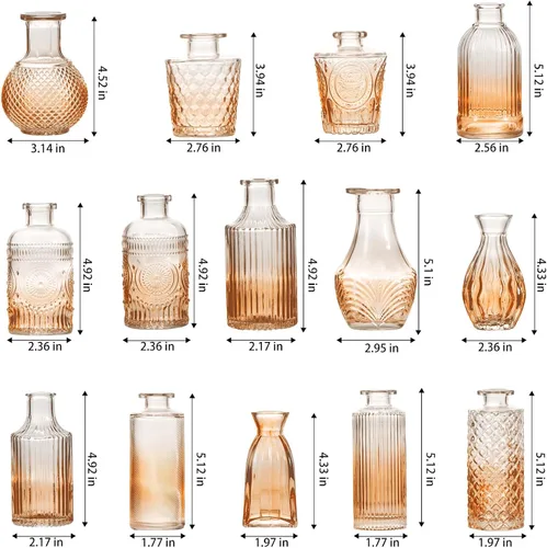 Vista 8 de Juego de jarrones de cristal, 24 jarrones pequeños para arreglos florales, bonito jarrón de flores a granel para decoración de mesa de centro