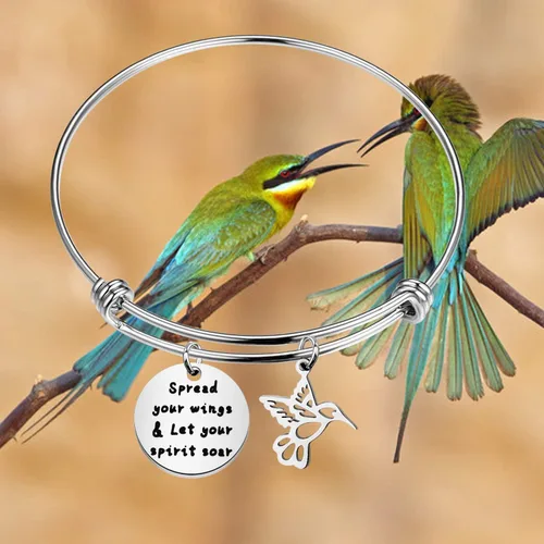 Vista 8 de HOLLP - Pulsera de abalorios para amantes de los pájaros y los pájaros, para extender tus alas y dejar que tu espíritu se despierte