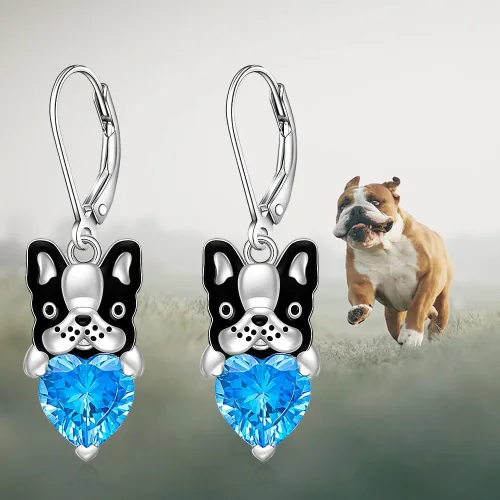 Vista 7 de Aretes de plata de ley con diseño de conejo, trébol, panda, elefante, abeja, pingüino, mariposa, pulpo, gato negro, cardenal, flamenco, piedra lunar