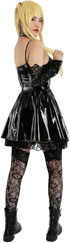 Vista 4 de Haikyuu - Vestido gótico para mujer vestido de cosplay gótico oscuro con medias Steampunk para Halloween