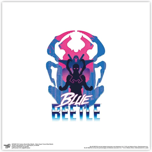 Vista 9 de Trends International Gallery Pops DC Comics Blue Beetle - Póster retro de Super Future Blue Beetle para pared, 12 x 12 pulgadas, versión de marco