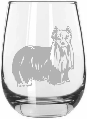 Vista 484 de Shar Pei (chino) - Vaso de vino sin tallo grabado para perro, 15.25 onzas