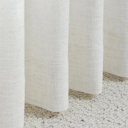Vista 3 de TWOPAGES Linen Room Darkening Rod Pocket Curtain, Beige White, 36Wx24L #1 Beige Blanco
