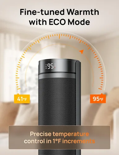 Vista 5 de Dreo – Calentador ambiental para habitación grande, calentador eléctrico de 23 pulgadas para uso en interiores, torre de 8 protecciones seguras
