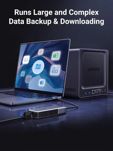 Vista 4 de UGREEN Adaptador USB C a Ethernet 5Gb, Adaptador Ethernet para Laptop, de Aluminio con Diseño Térmico, Tipo C (Compatible con Thunderbolt 5/4/3) a