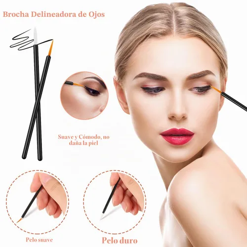 Vista 5 de BESARME Kit de herramientas de aplicadores de maquillaje desechables de 270 piezas 70 Disposable Eyeliner Brushes, 100 Mascara Wands Eyelash Brush