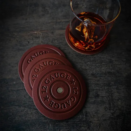 Vista 2 de Posavasos de concha de escopeta de calibre 12 (juego de 4) - posavasos de bala (marrón) - American Bench Craft