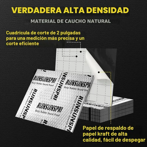 Vista 5 de Material de Amortiguación de Sonido para Coches, 80 mil (2 mm) 10 pies cuadrados (0.93 m²) Alfombrilla de Amortiguación de Sonido para Coche