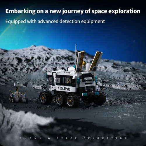 Vista 8 de Space Explorer Lunar Rover - Juego de bloques de construcción de vehículos espaciales todo terreno Moon Rover con mini vehículo lunar, regalo
