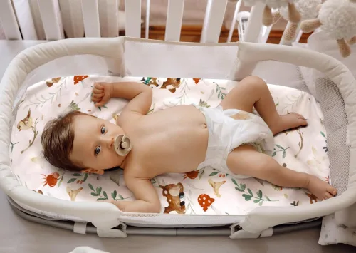 Vista 2 de Juego de 4 sábanas para moisés de madera neutra, unisex, para moisés estándar para bebés, niños o niñas