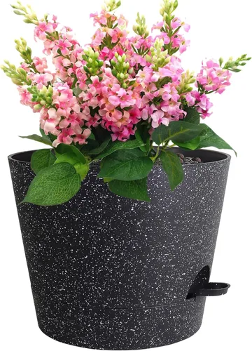 Vista 9 de Meowell Macetas grandes de 12 pulgadas con riego automático para plantas de interior y exterior, macetas para flores con orificios de drenaje
