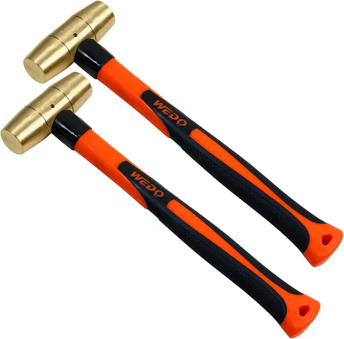Vista 10 de WEDO Martillo de latón de 16 oz, martillo de mazo de latón macizo con mango Mango de fibra de vidrio