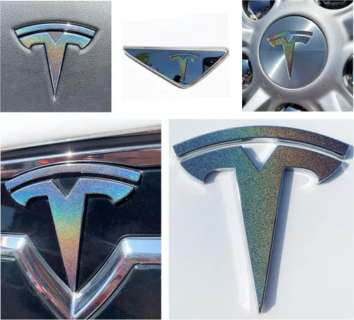 Vista 31 de Calcomanía con logotipo para Tesla Model S, Nosecone, juego de 14 piezas (verde brillante)