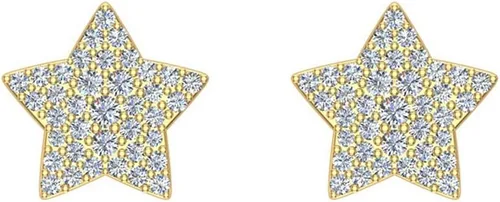 Vista 3 de Aretes de diamantes en forma de estrella Glamorous Diamond Cluster Studs Oro 14K 12 ctw (G,SI)