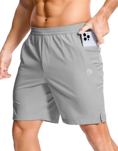 Vista 83 de GGJ Pantalones cortos deportivos ligeros para hombre con 2 bolsillos con cremallera de 7/5/9 pulgadas, pantalones cortos de tenis de secado rápido