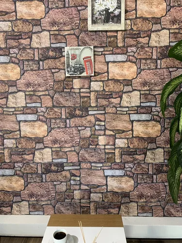 Vista 3 de Dundee Deco Paneles de pared 3D: revestimiento de pared marrón cobre con aspecto de piedra sepia, revestimiento de espuma de poliestireno