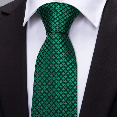 Vista 168 de Barry.Wang Juego de corbatas a cuadros para hombre con pañuelo gemelos de rayas clásicas