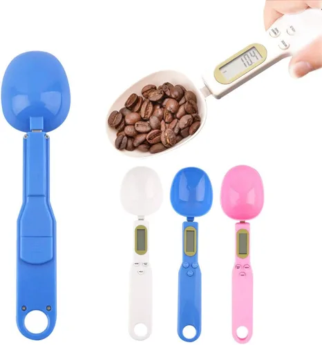 Vista 7 de Cuchara de báscula de alimentos, báscula de cocina portátil de alta precisión para el hogar, 1.1 lb/500 g (0.00 oz) LCD electrónico preciso, Azul